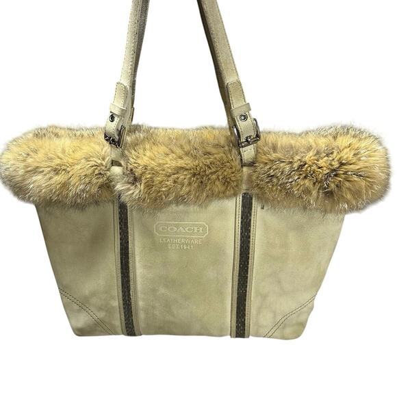 Coach Limited Edition Fox Fur Suede Tote Bag - Picture 3 of 9
